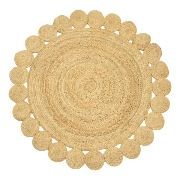 Covor rotund Boho Voni, Pako World, Iuta, Natural, 120x120 cm