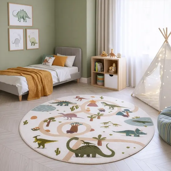 Covor rotund Coco V1 Crem 200x200 cm