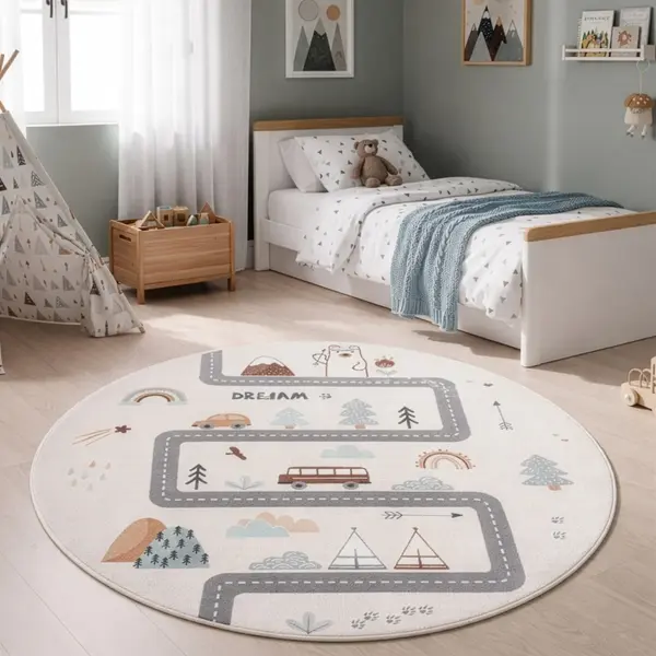 Covor rotund Coco V4 Crem 120x120 cm