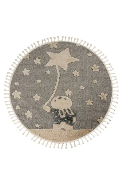 Covor rotund copii Fano Gri 133x133 cm