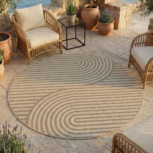 Covor rotund Desert Boho V1 Bej 80x80 cm