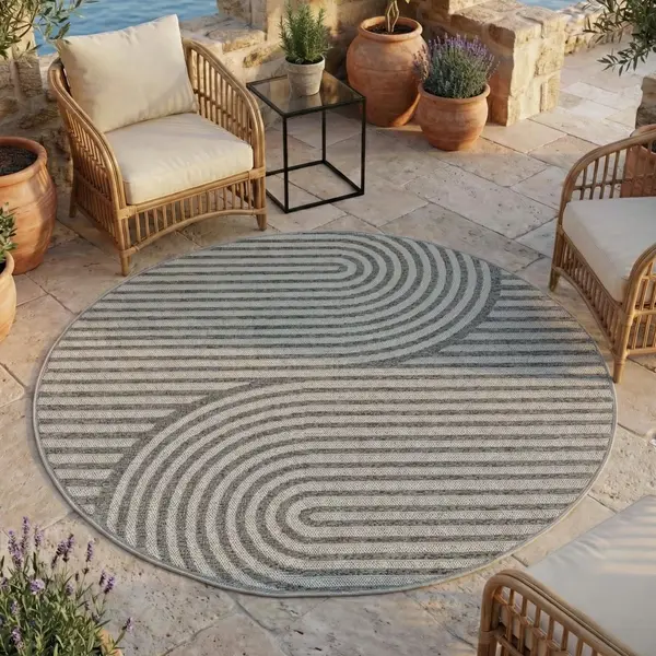 Covor rotund Desert Boho V1 Gri 120x120 cm