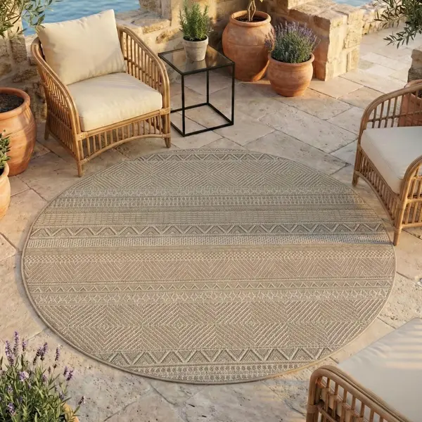 Covor rotund Desert etno V3 Bej 80x80 cm