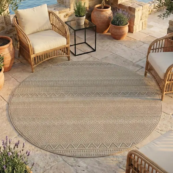 Covor rotund Desert etno V3 Bej 80x80 cm