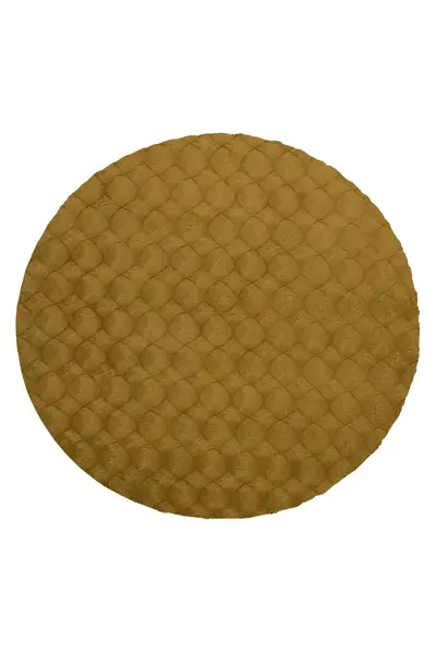Covor rotund Diamond Cut Galben inchis 120x120 cm