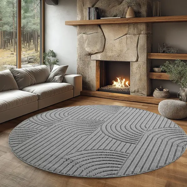 Covor rotund Helix V2 Argintiu 200x200 cm