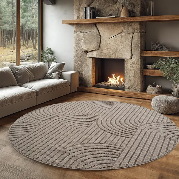 Covor rotund Helix V2 Bej 80x80 cm