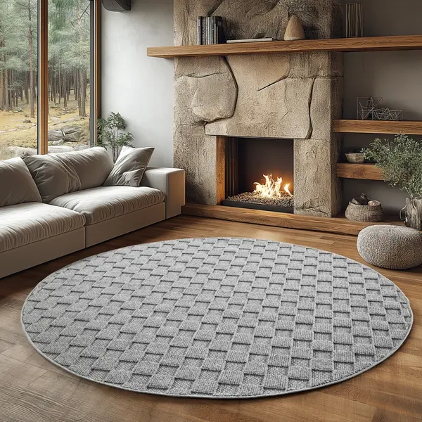 Covor rotund Helix V4 Argintiu 120x120 cm