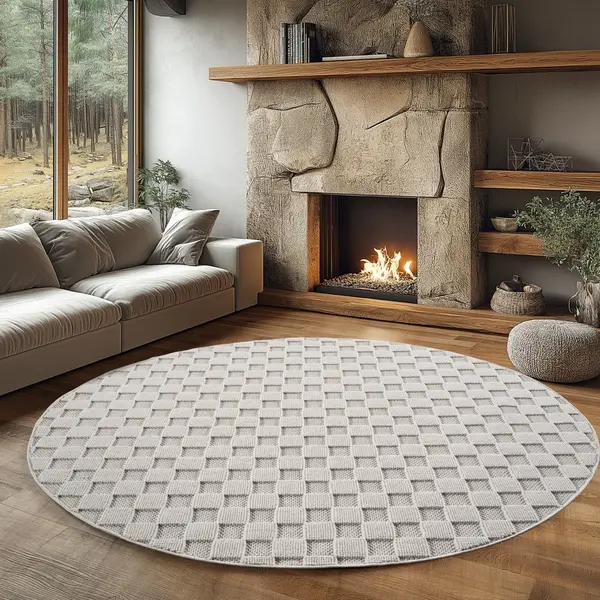 Covor rotund Helix V4 Crem 160x160 cm