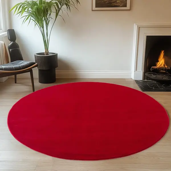 Covor rotund Joy Rosu 160x160 cm