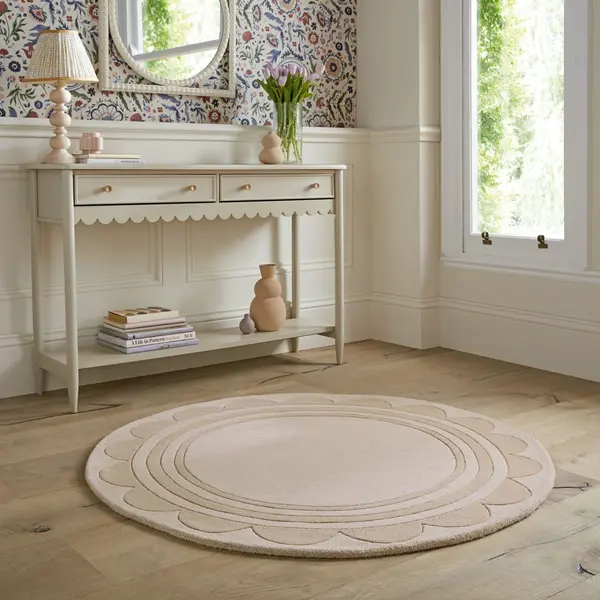 Covor rotund Lois Scallop Natural 120X120 cm, Flair Rugs