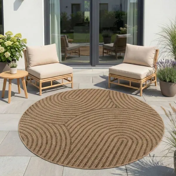 Covor rotund Timber V1 Bej 160x160 cm