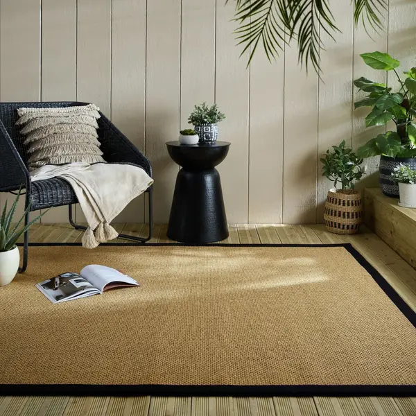 Covor Sisal Look Outdoor Negru 160x230 cm, Flair Rugs