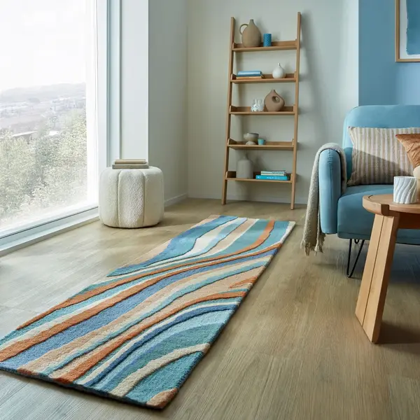 Covor traversa Abstract Flow Albastru 60x230 cm, Flair Rugs