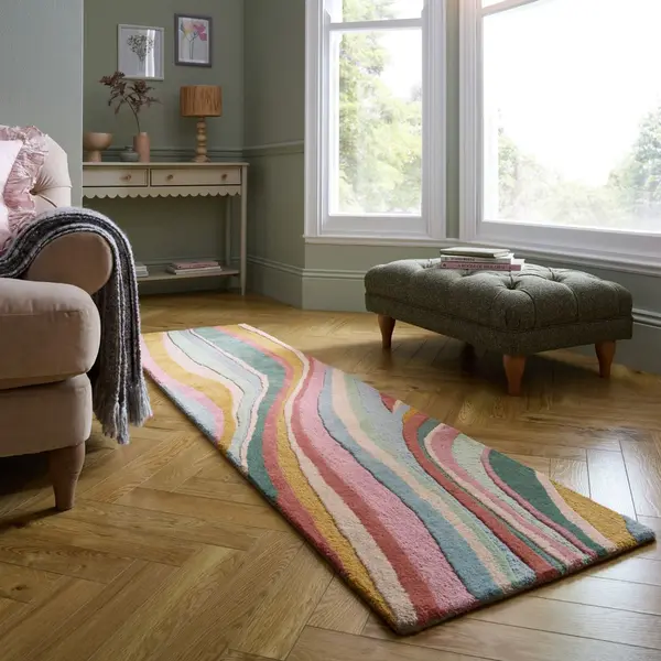 Covor traversa Abstract Flow Roz 60x230 cm, Flair Rugs
