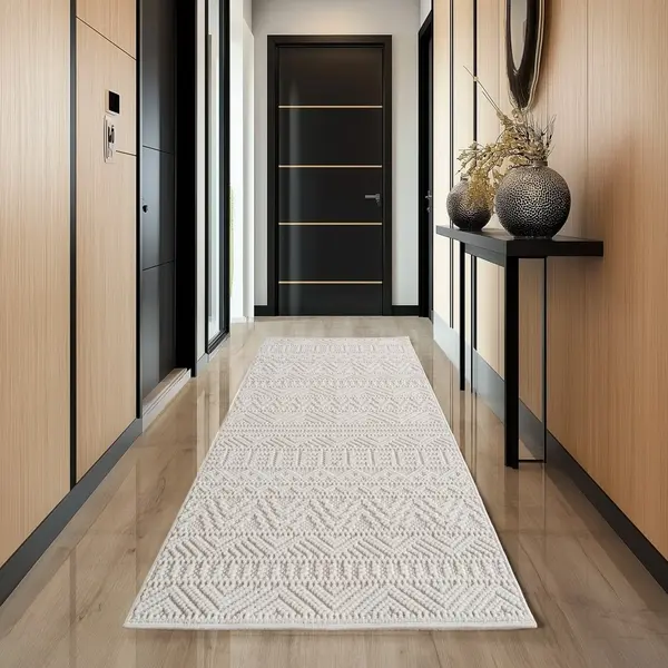 Covor traversa Helix etno V3 Crem 80x250 cm