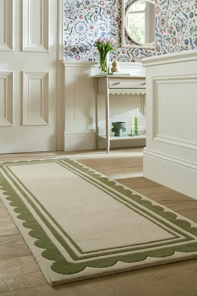 Covor traversa Lois Scallop Verde 80X230 cm, Flair Rugs