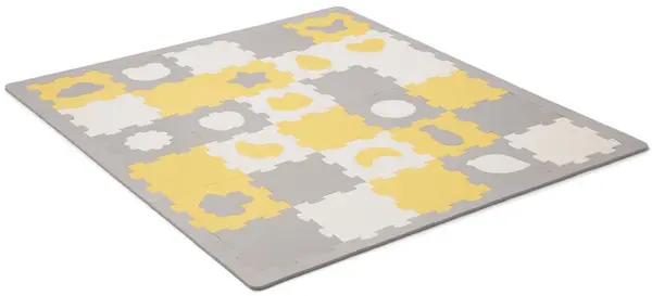 Covoraș de joacă moale KinderKraft - Luno Shapes, galben