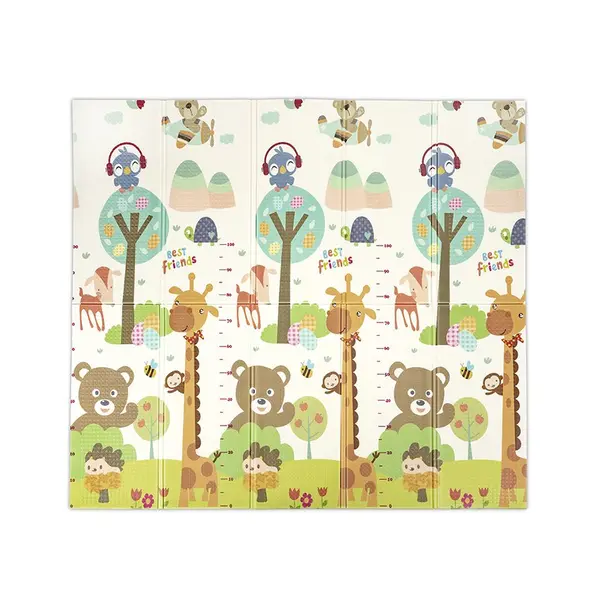 Covoras de joaca termic pentru copii Best Friends Stars din spuma XPE, design cu doua fete, pliabil, 180x200 cm