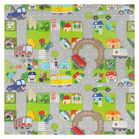 Covoras educativ puzzle Rebel RBY-2251-4, 120 x 120 cm, Masini, Multicolor