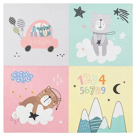 Covoras educativ puzzle Rebel RBY-2252-4, 120 x 120 cm, Ursuleti, Multicolor