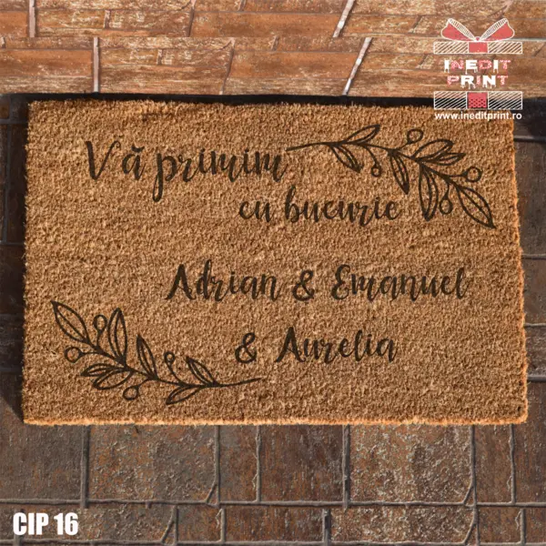 Covoras intrare personalizat Va primim cu bucurie CIP16