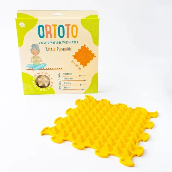 Covoras ortopedic pentru masaj, 1 piesa, model Little Pyramids,Galben