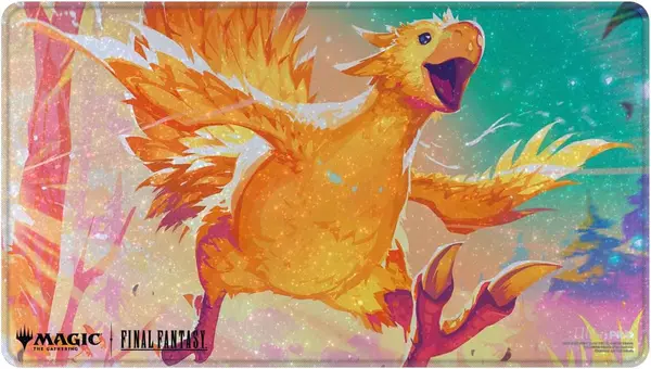 Covoraș pentru jocuri de cărți Ultra Pro - MTG: Final Fantasy x Universes Beyond, Traveling Chocobo (Golden) Holofoil Playmat