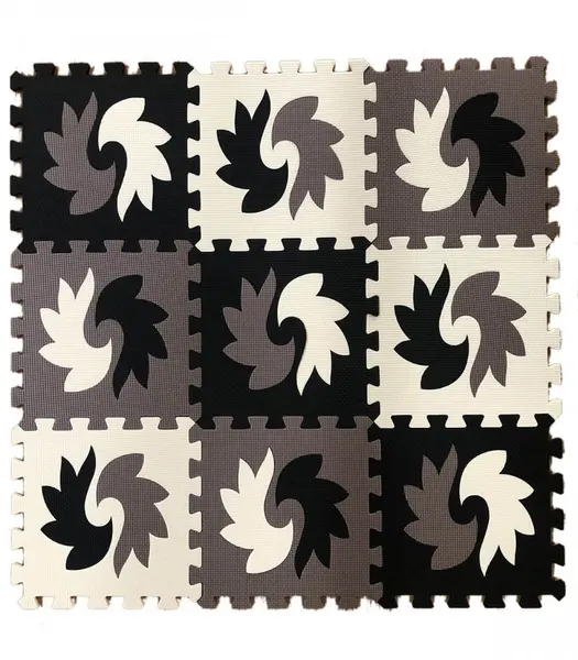 Covoras puzzle din spuma alb-negru 9 piese