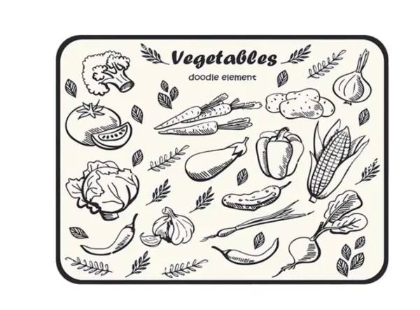 Covoras tip Scurgator vase 40x30cm alb cu model fund antiderapant pentru bucatarie