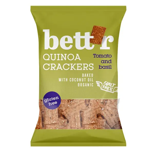 Crackers cu quinoa, rosii si busuioc bio 100g Bettr