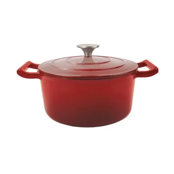 Cratita cu Capac, Rosie, din Fonta Emailata, 26 cm, 4.8 l, Grunberg