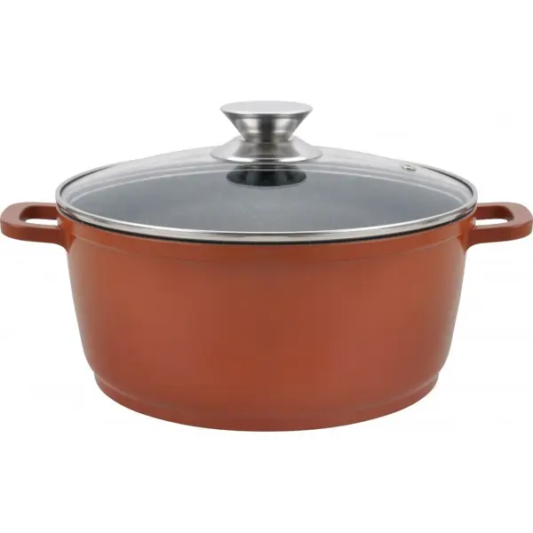 Cratita din Aluminiu, Ceramica, 24 cm, 4.5 l, cu Capac din Sticla, Grunberg