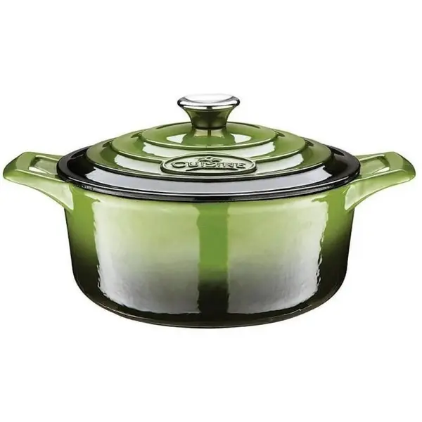 Cratita din Fonta Emailata cu Capac, 26 cm, Verde, La Cuisine