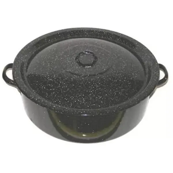 Cratita Emailata cu Capac, 15 l, Diametru 40 cm, Neagra, Emailul Medias