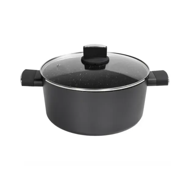 Cratita Zilan ZLN0867, Invelis din marmura, 5 straturi, 28 cm, Manere fine la atingere, 7.1 L, Negru