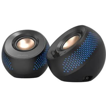 Creative Boxe pentru computer Creative Pebble X 2.0 USB-C cu iluminare RGB personalizabila, Bluetooth 5.3, audio USB, putere RMS de pana la 15 W pentru computer si masina