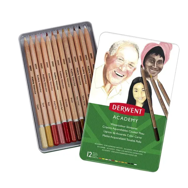 Creioane acuarela Derwent Academy tonurile pielii 12 buc/set calitate superioara Creioane acuarela Derwent Academy tonurile pielii 12 buc/set calitate superioara