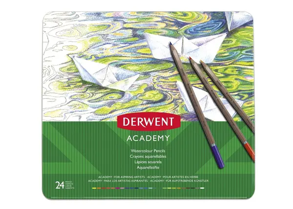 Creioane acuarelabile, 24buc/set, diverse culori, Derwent Academy