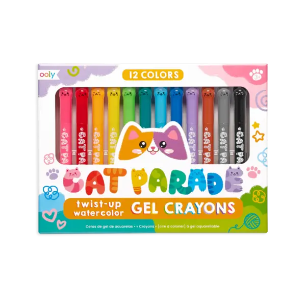 Creioane acuarele cu gel, Cat Parade, set 12 culori