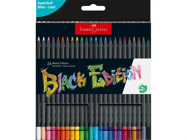 Creioane Black Edition Faber-Castell 24 set, triunghiulare, culori intense
