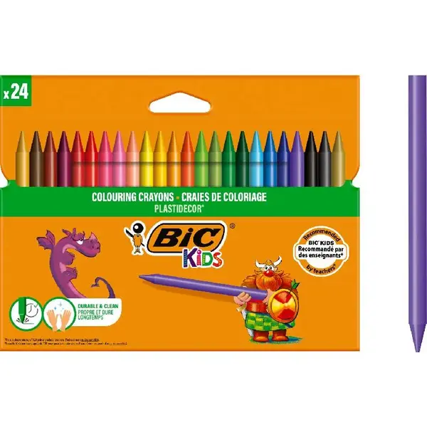 Creioane cerate plastifiate Plastideco 24 buc BIC Kids Creioane cerate plastifiate Plastideco 24 buc BIC Kids