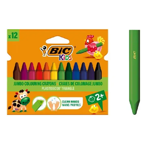 Creioane cerate plastifiate Plastidecor triungh 12 buc BIC Kids Creioane cerate plastifiate Plastidecor triungh 12 buc BIC Kids