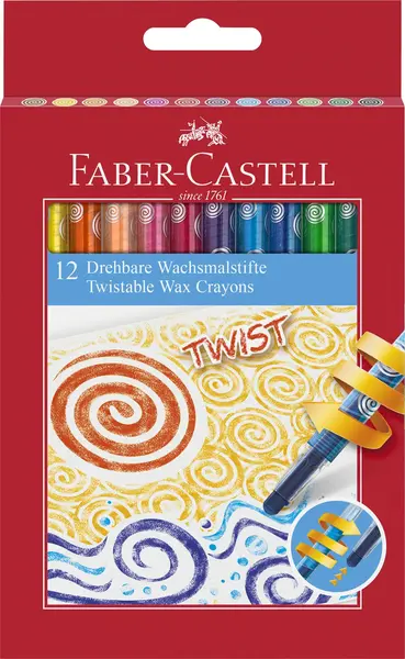 Creioane cerate retractabile 12 culori Faber-Castell Creioane cerate retractabile 12 culori Faber-Castell