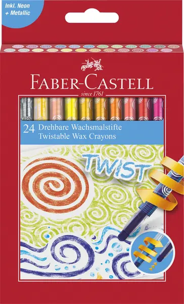 Creioane cerate retractabile 24 culori Faber-Castell Creioane cerate retractabile 24 culori Faber-Castell