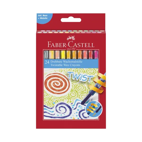 Creioane cerate retractabile, 24culori/set, Twist Faber-Castell