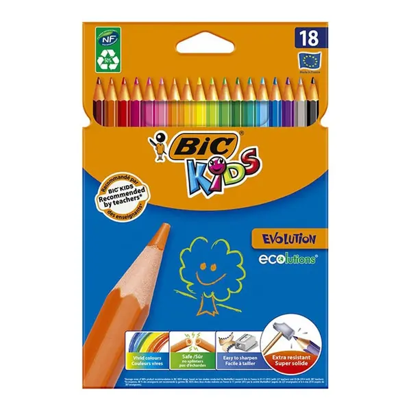 Creioane color, 18 culori, Bic Evolution