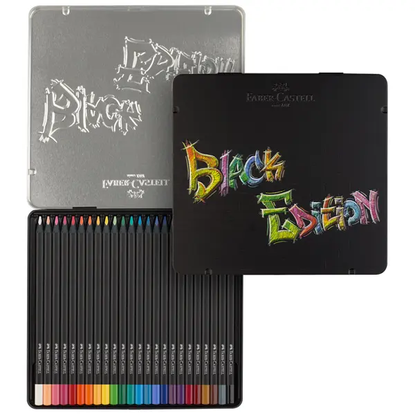 Creioane color, 24culori, cutie metal, Black Edition, Faber-Castell