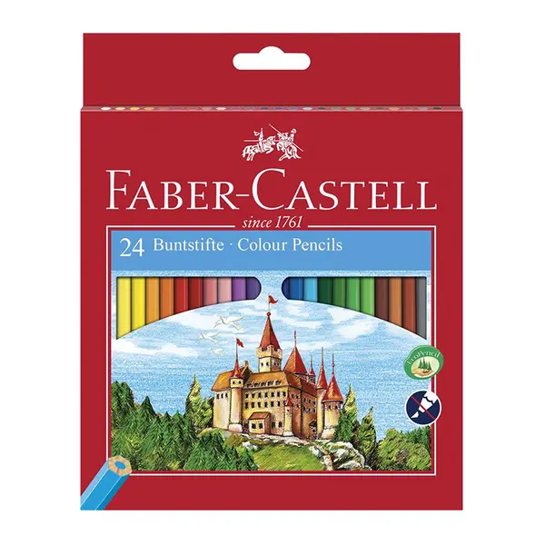 Creioane color, 24culori, hexagonale, Faber-Castell