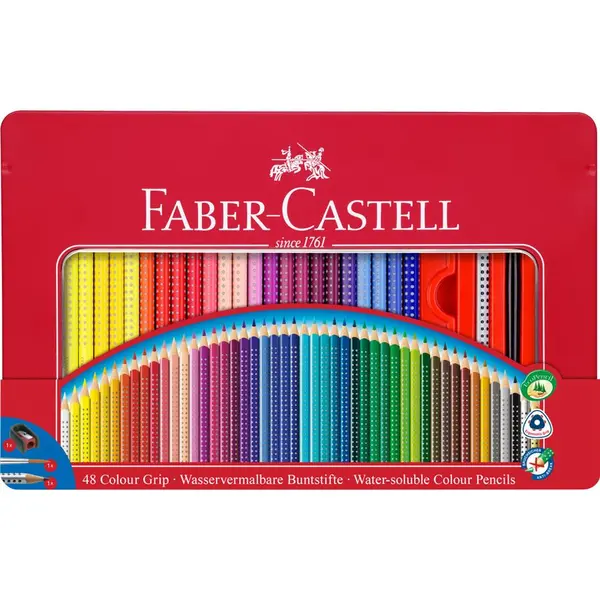 Creioane color, 48culori, cutie metal, Faber-Castell